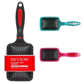 Revlon Essentials Paddle Hair Brush with Nylon Bristles, Rubberized Grip â€“ Color May Vary