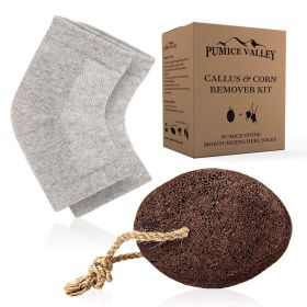 Pumice Stone for Feet Moisturizing Heel Sleeves Natural Lava Foot Stone Callus Removing Set Cracked Heel Treatment Foot Care Kit for Dry Cracked Feet