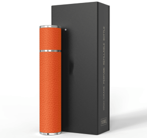 PSXCYB010Orange  10ml luxury perfume bottle, portable perfume bottle, magnetic suction leather leak-proof Refillable perfume bottle cologne spray