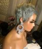 Women's wig short hair silver gray mechanism rose net chemical fiber wig head set Pixie cut wig