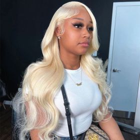 30 38 Inch Brazilian Body Wave 613 Honey Blonde 13x6 HD Transparent Lace Front Human Hair Wigs For Women 13x4 Lace Frontal Wig (Stretched Length, Density: 20inches, 200 Density, Color: 13x4 Lace Front Wig)