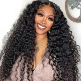 30 Inch Brazilian Raw Virgin Hair 13x6 13X4 Natural Deep Wave Glueless Frontal Human Hair Transparent HD Lace Front Wigs (model: 13x4, size: 30inch)
