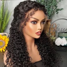 4C Kinky Baby Hair Undetectable Breathable Soft Invisible Edge Lace Front Wig,13X4 13X6 Water Wave Frontal Human Hair Wigs (model: 4x4, size: 20inch)