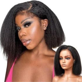 High Quality 13x4 Lace Frontal Glueless Wigs Human Hair Kinky Straight 4x4 HD Lace Closure Wig 4C Edge Baby Hair Brazilian Bob (model: 4x4, size: 10inch)